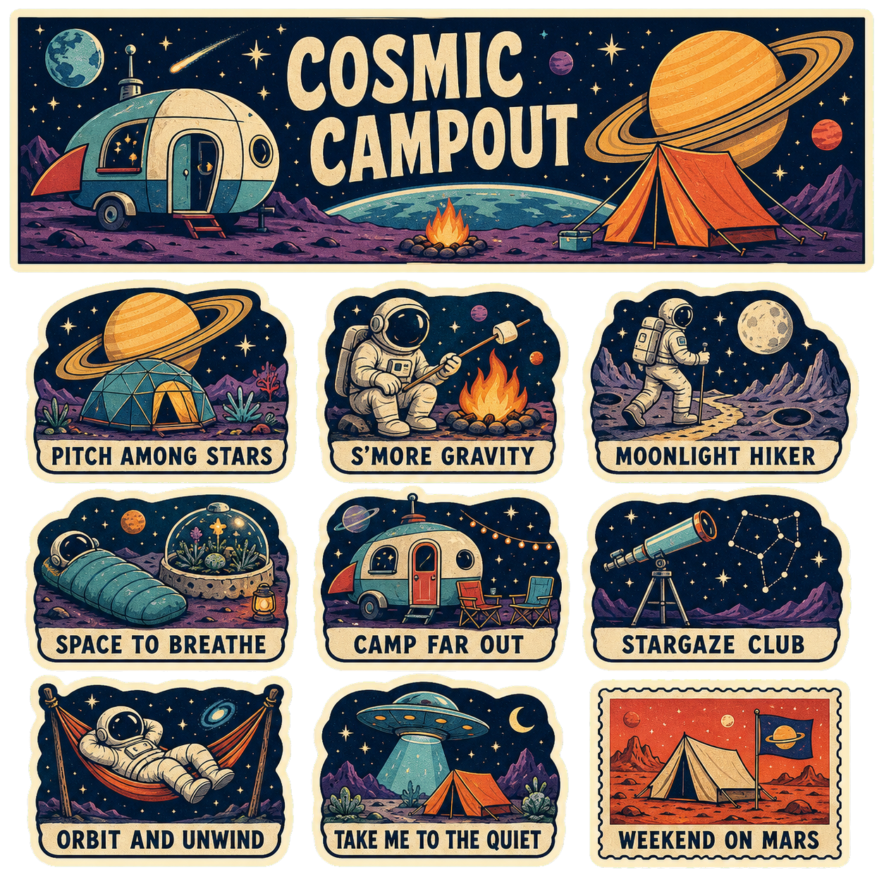 Cosmic Campout Space Sticker Pack