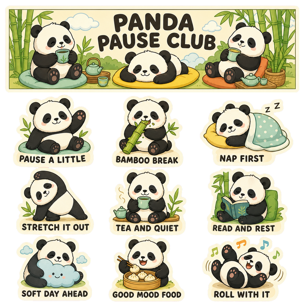 Panda Pause Club Sticker Pack