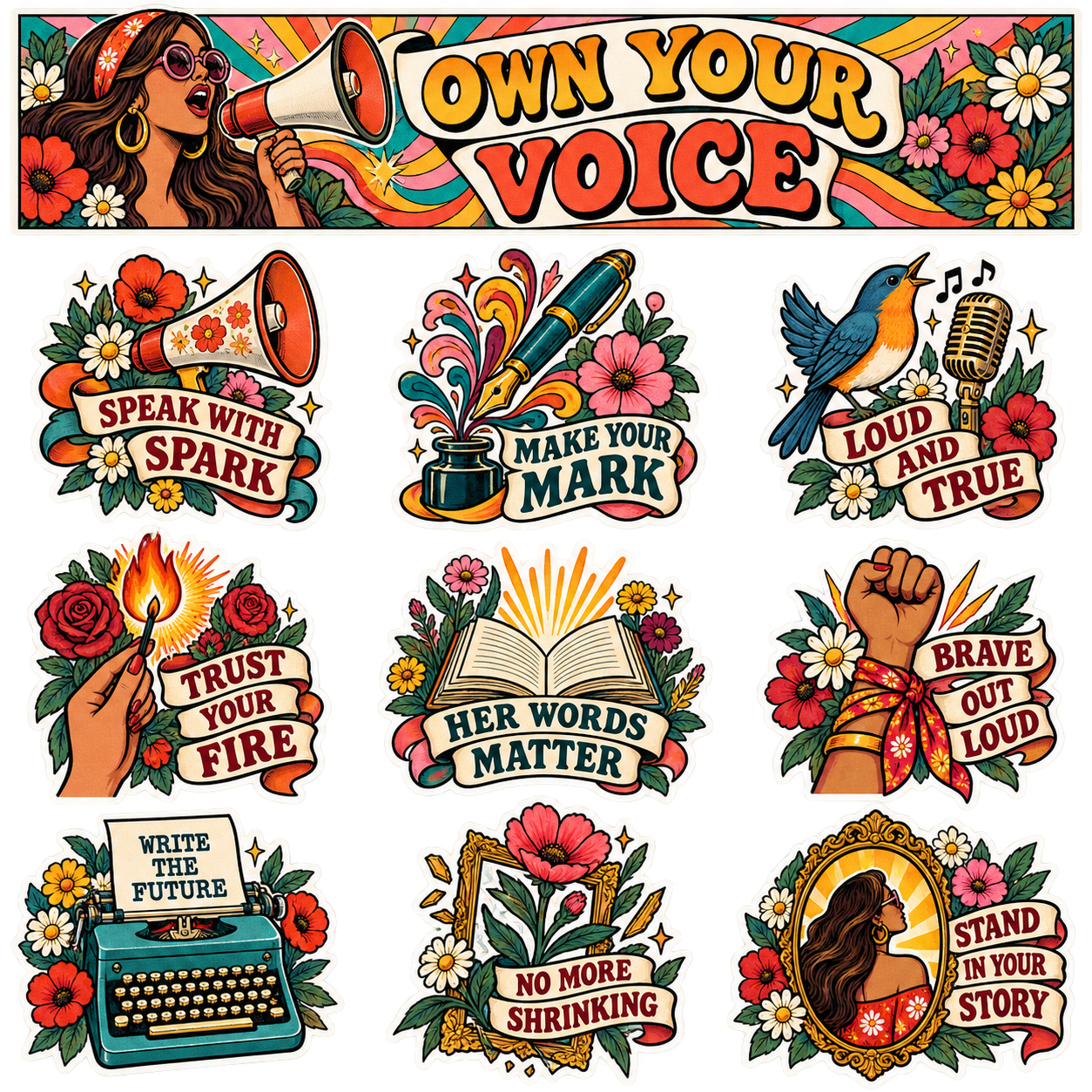 Own Your Voice Axolotl Sticker Pack