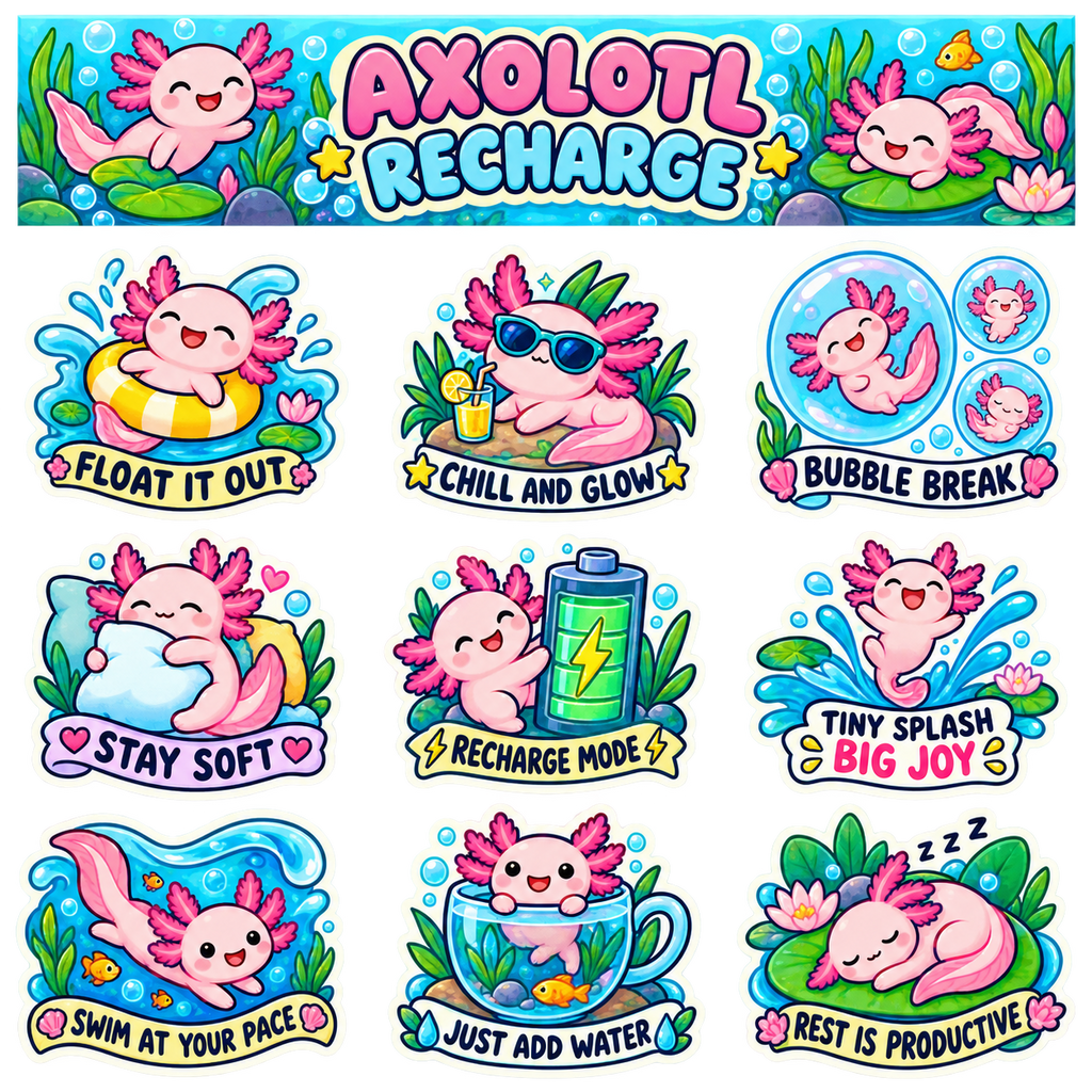 Axolotl Recharge Club Sticker Pack