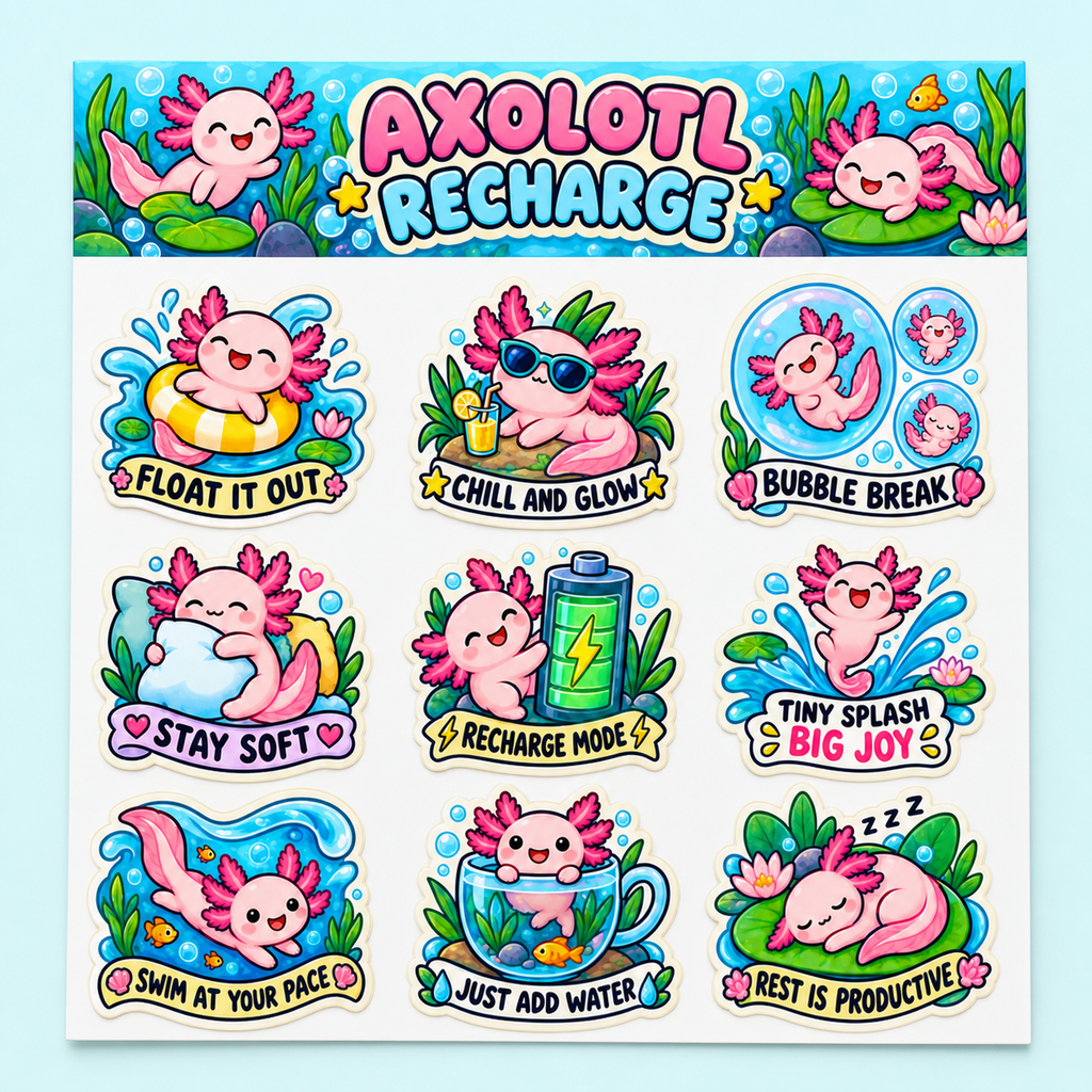 Axolotl Recharge Club Sticker Pack