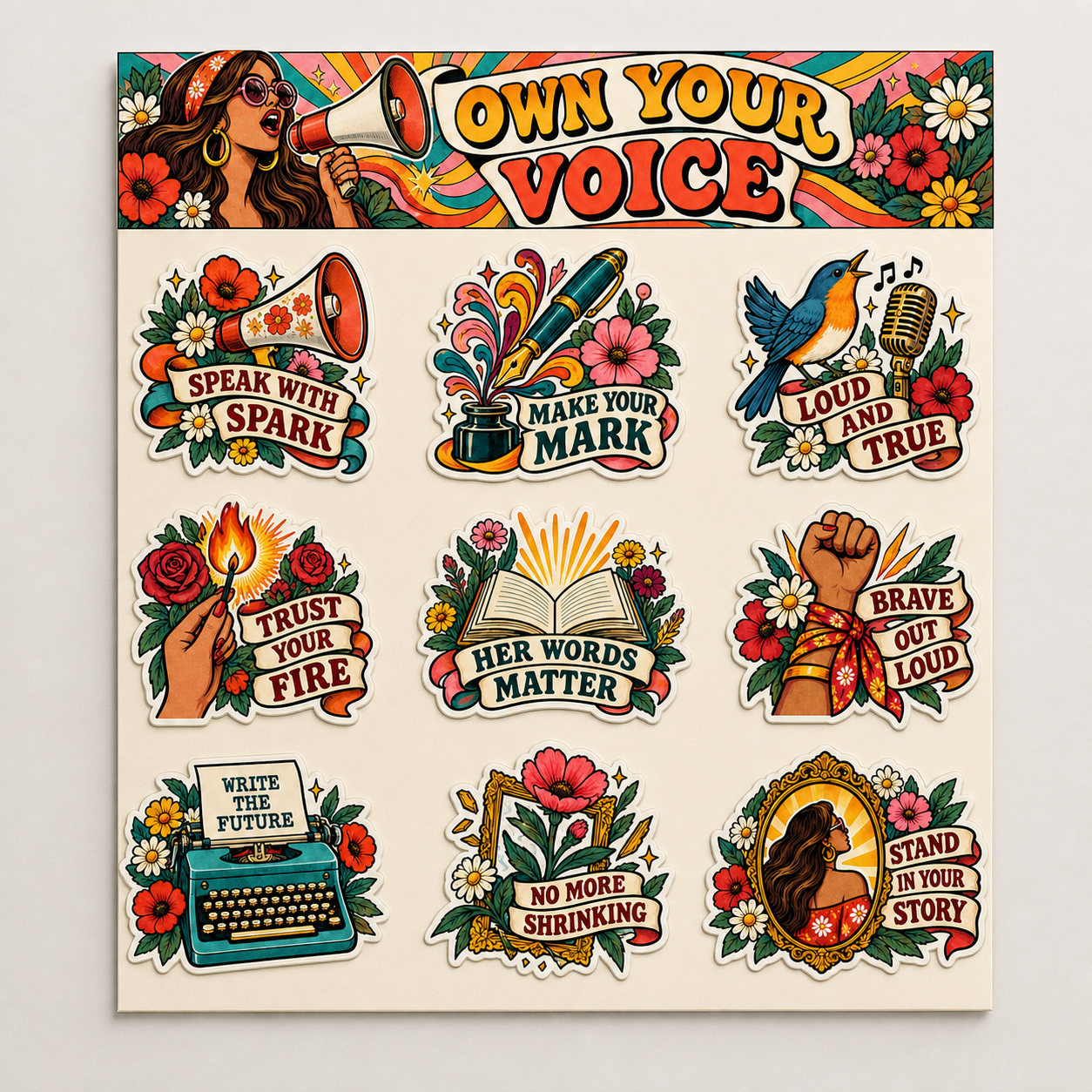 Own Your Voice Axolotl Sticker Pack