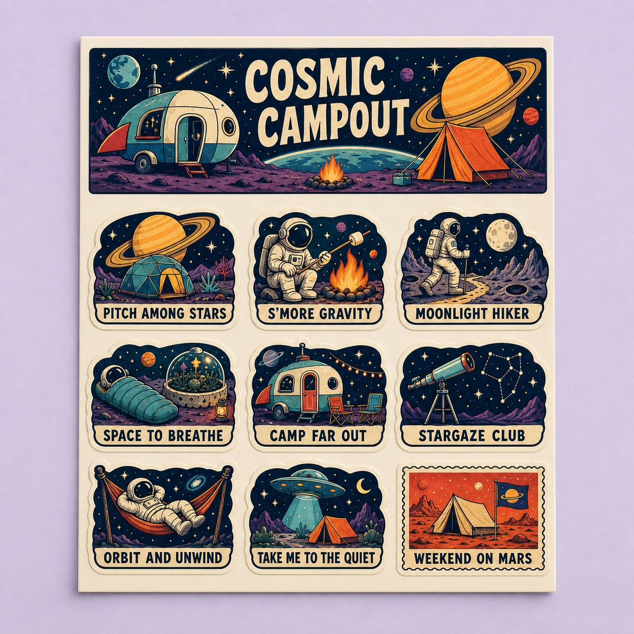 Cosmic Campout Space Sticker Pack
