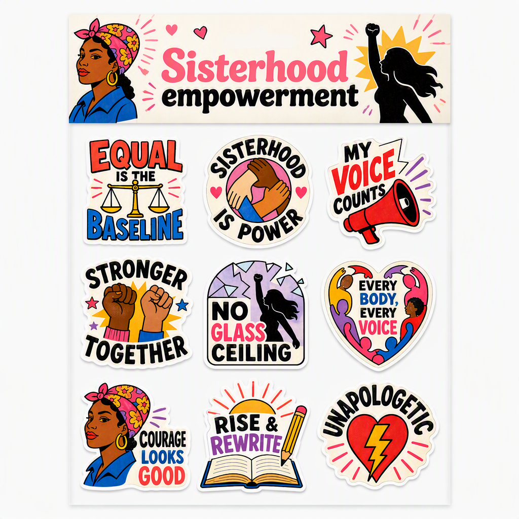 Feminist Empowerment & Sisterhood waterproof vinyl sticker pack – 9 designs