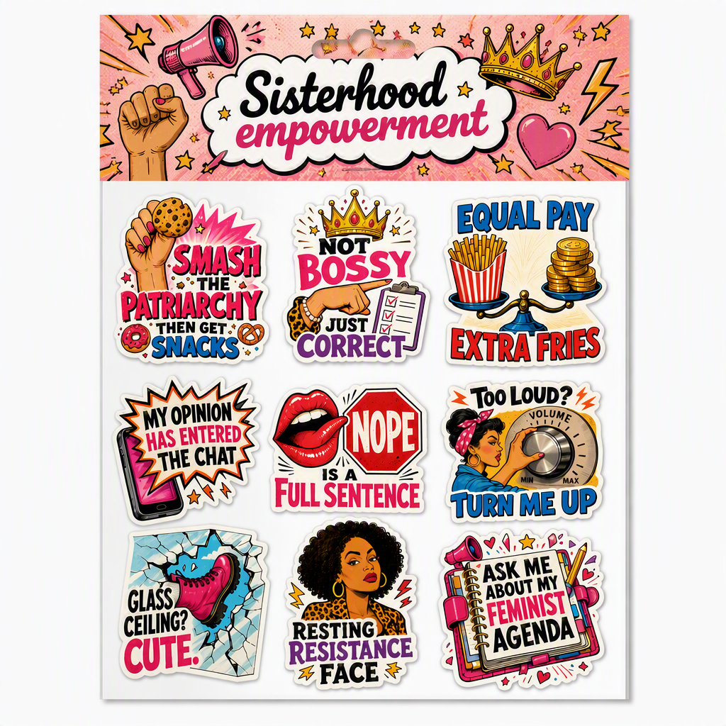 Feminist Empowerment & Sisterhood waterproof vinyl sticker pack – 9 designs