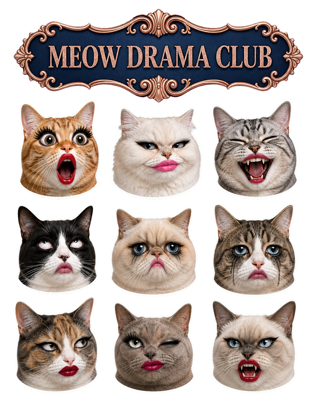 Meow Drama Club Cat Sticker Pack