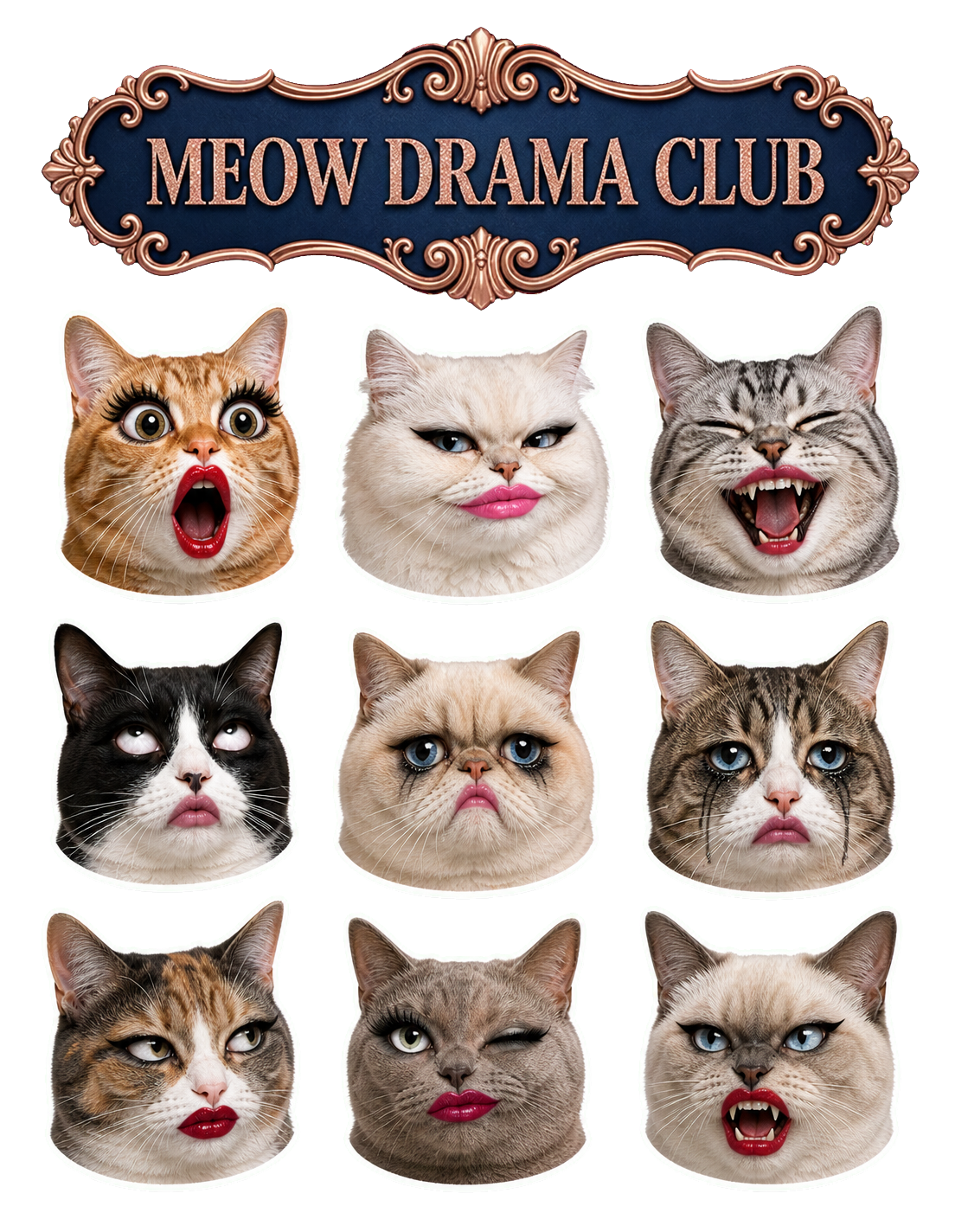 Meow Drama Club Cat Sticker Pack