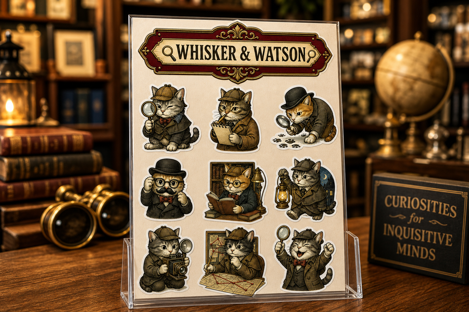 Whisker & Watson Detective Cats Sticker Pack