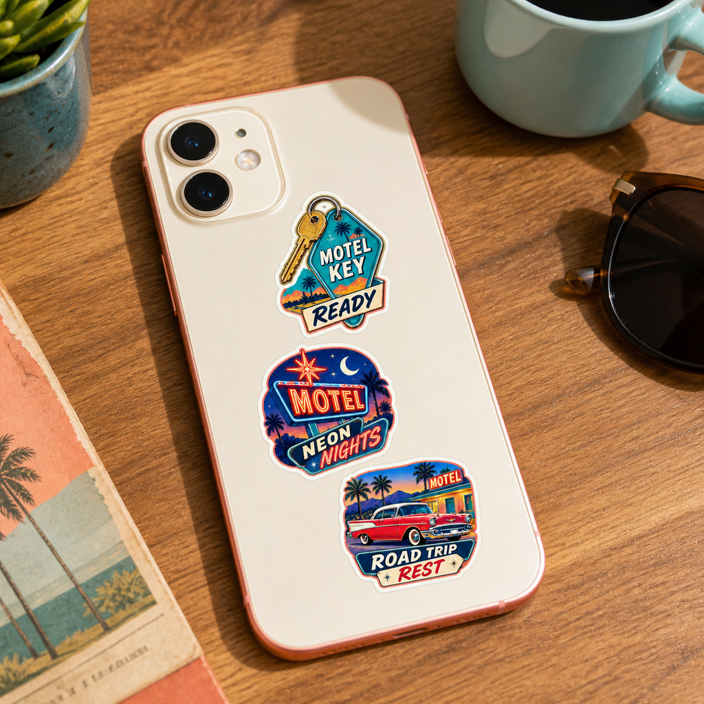 Retro Motel Road Trip Sticker Pack