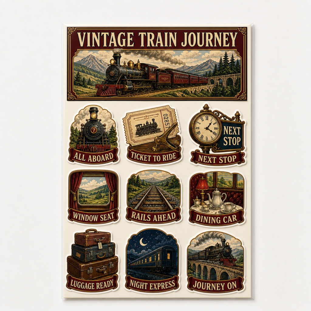 Vintage Train Journey Sticker Pack