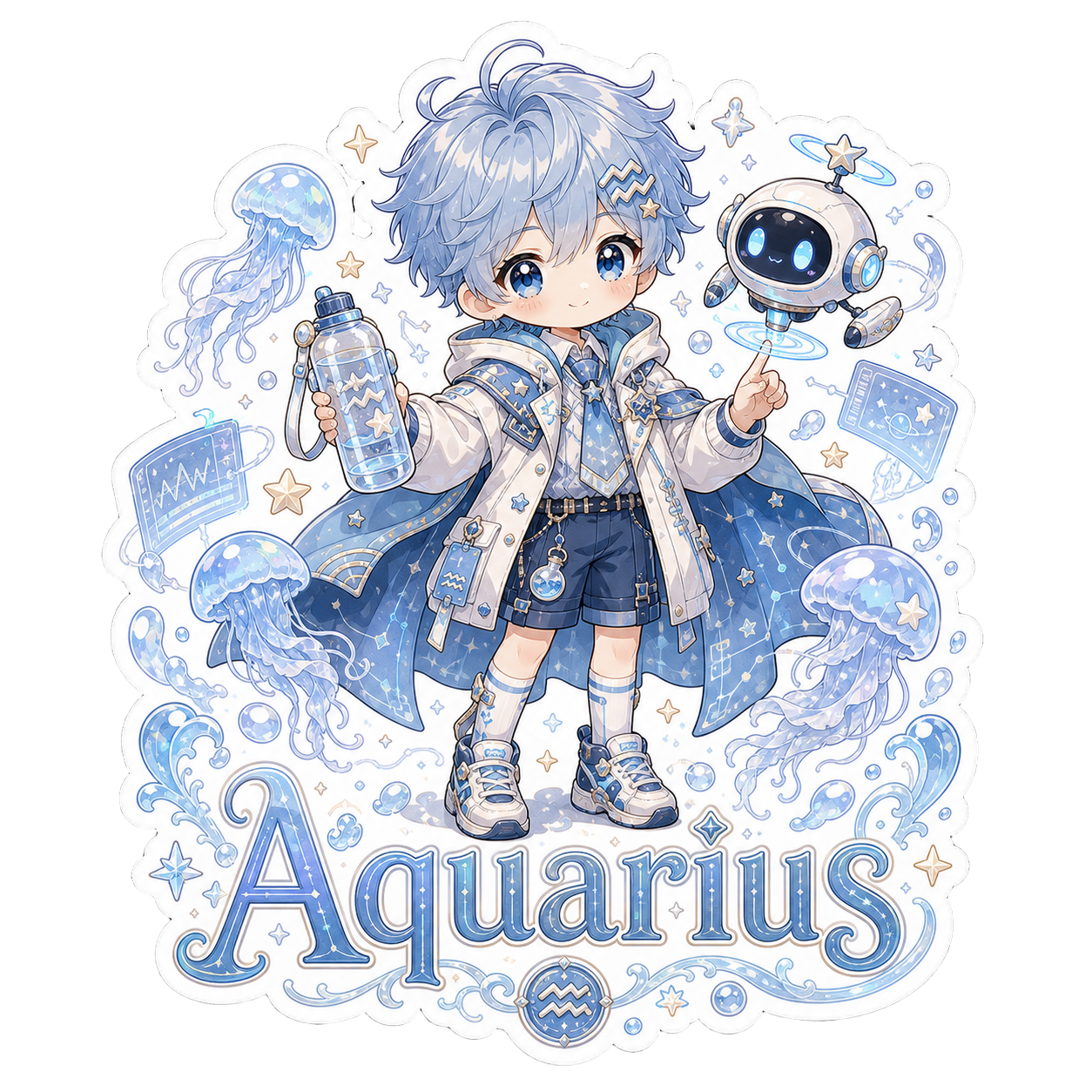 Aquarius Boy Sticker