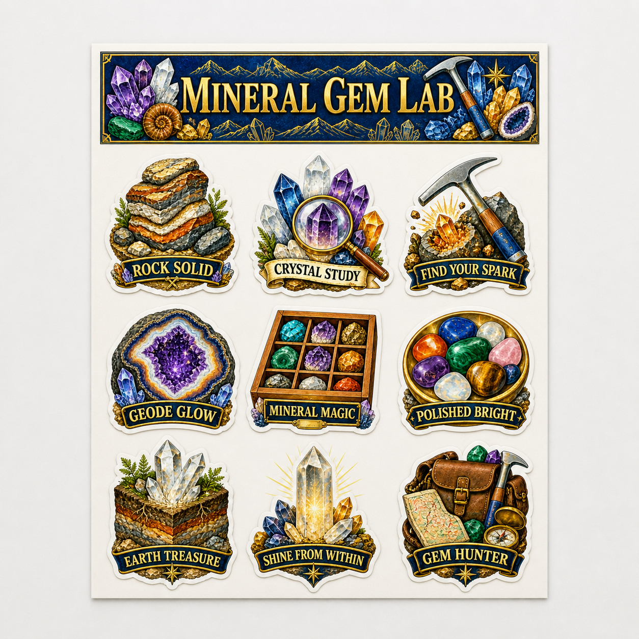 Mineral & Gem Lab Sticker Pack