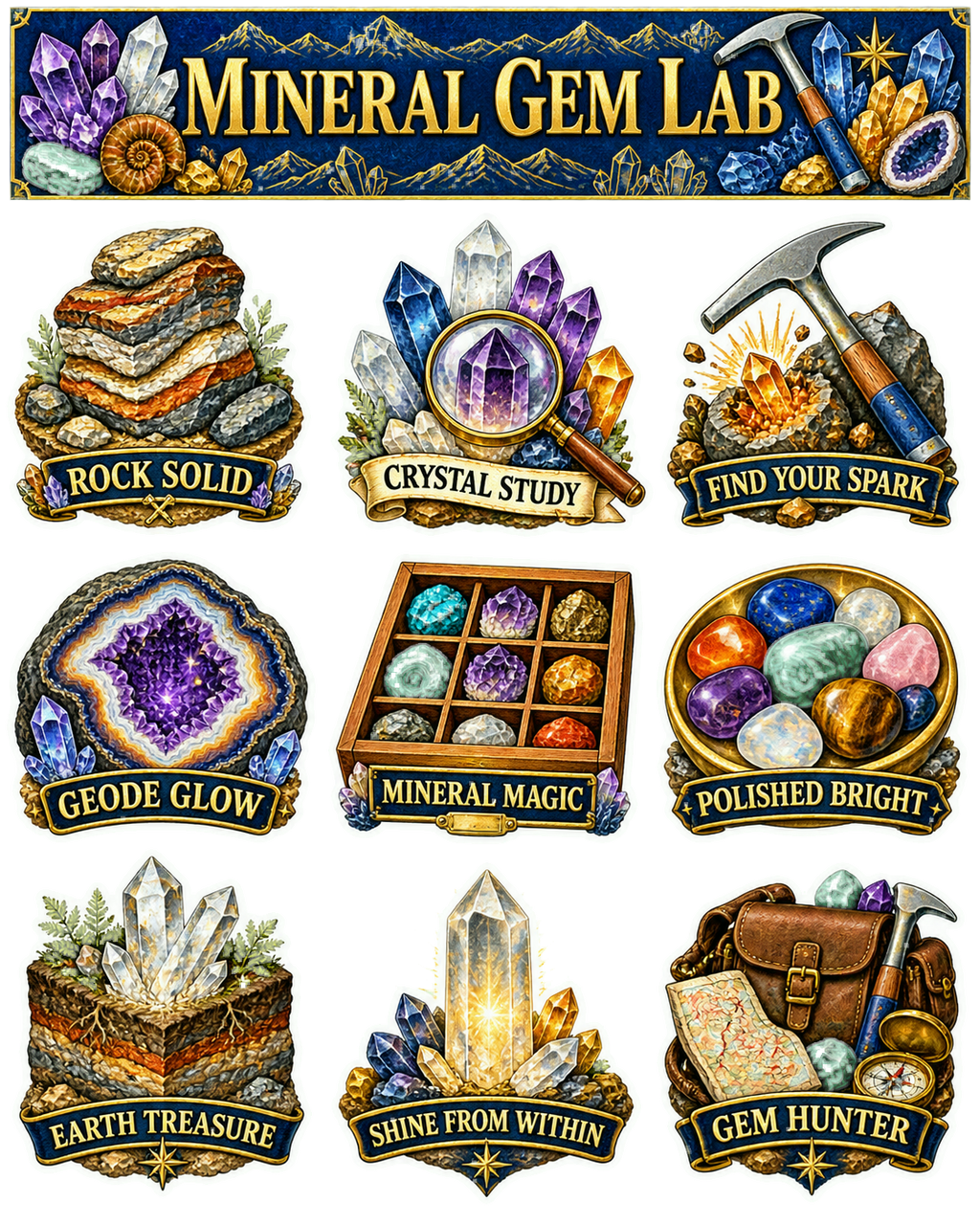 Mineral & Gem Lab Sticker Pack