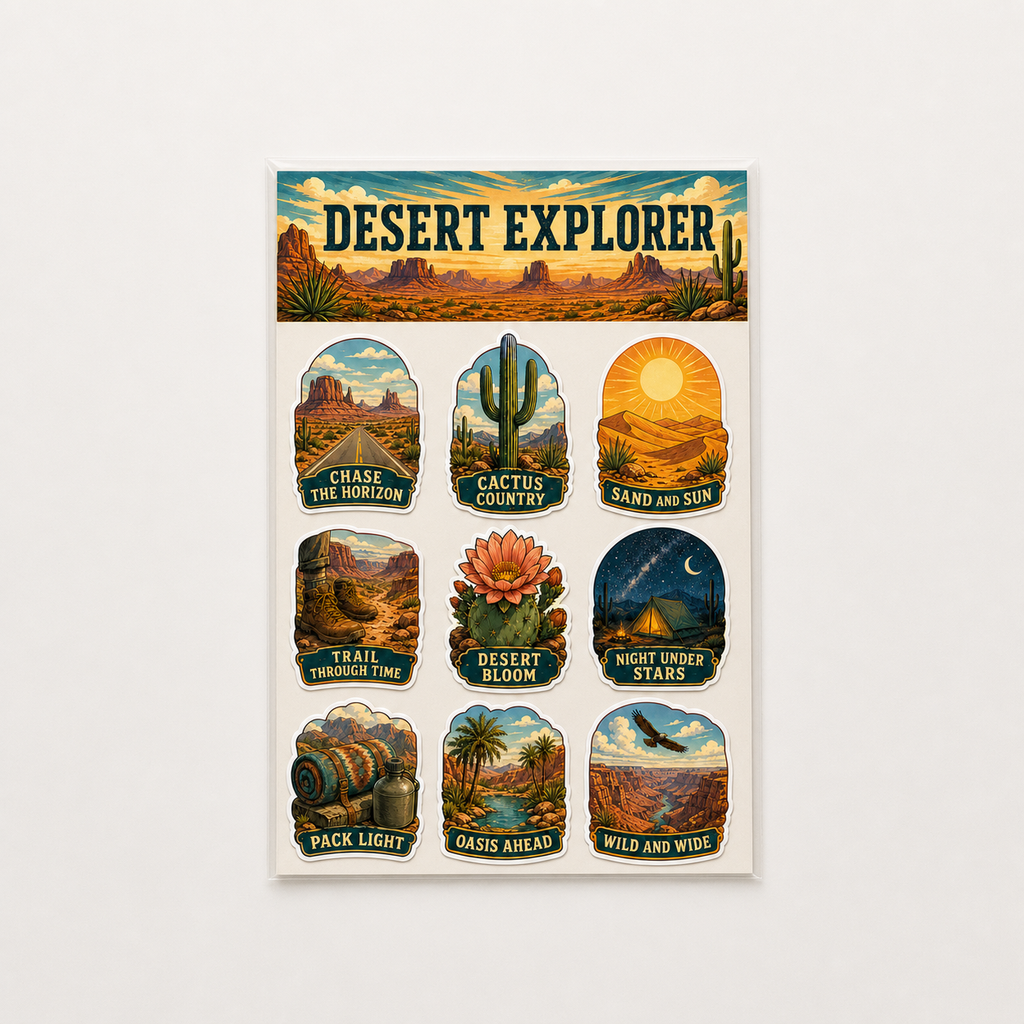 Desert Explorer Vintage Adventure Sticker Pack