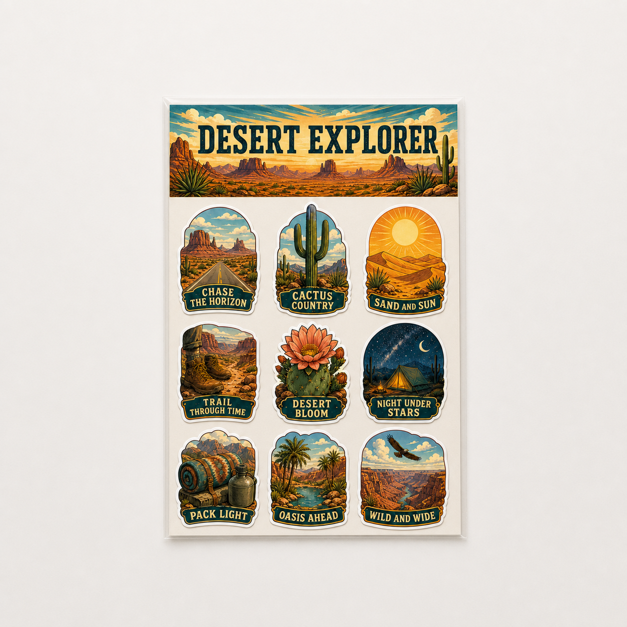Desert Explorer Vintage Adventure Sticker Pack