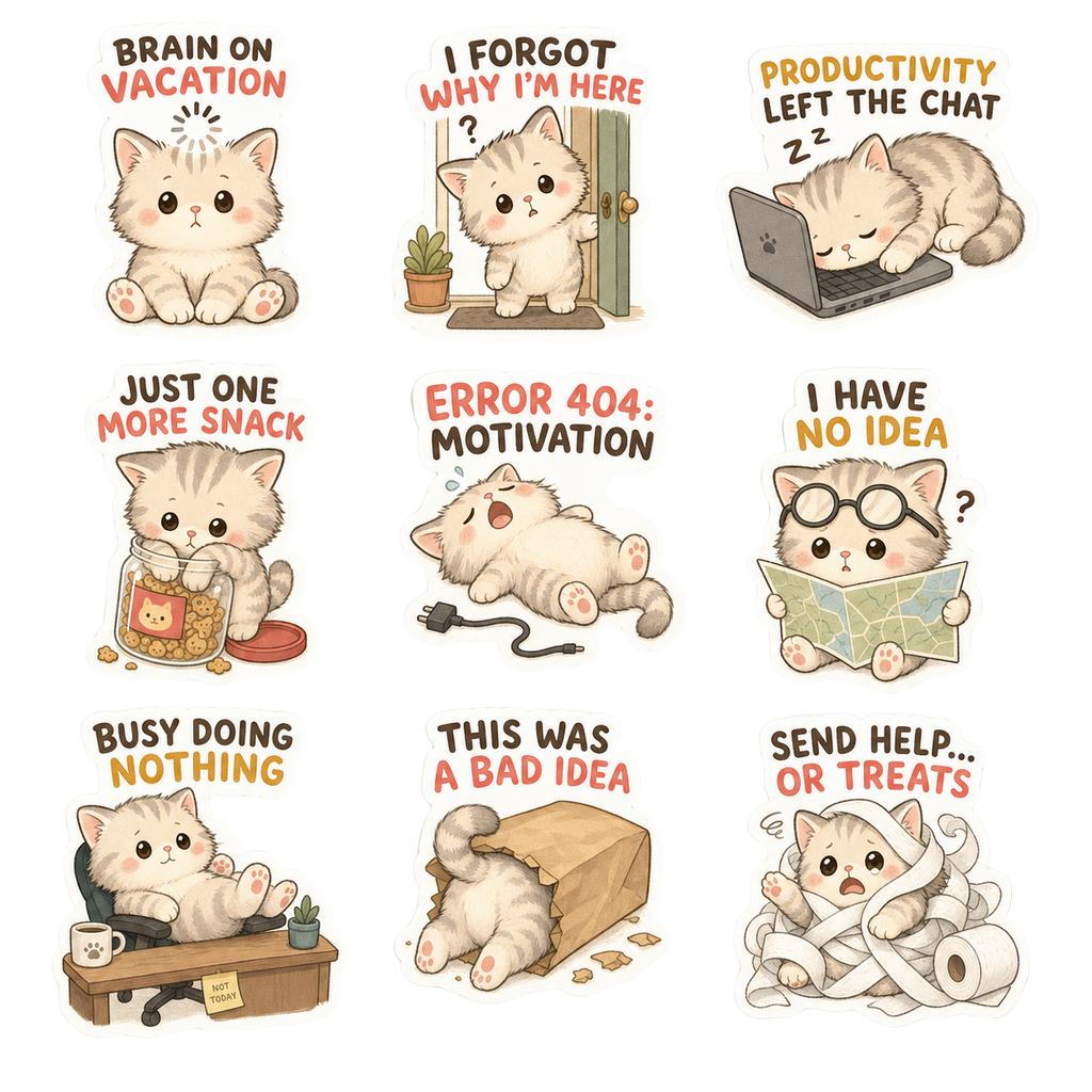 Cat Daily Life Sticker Pack