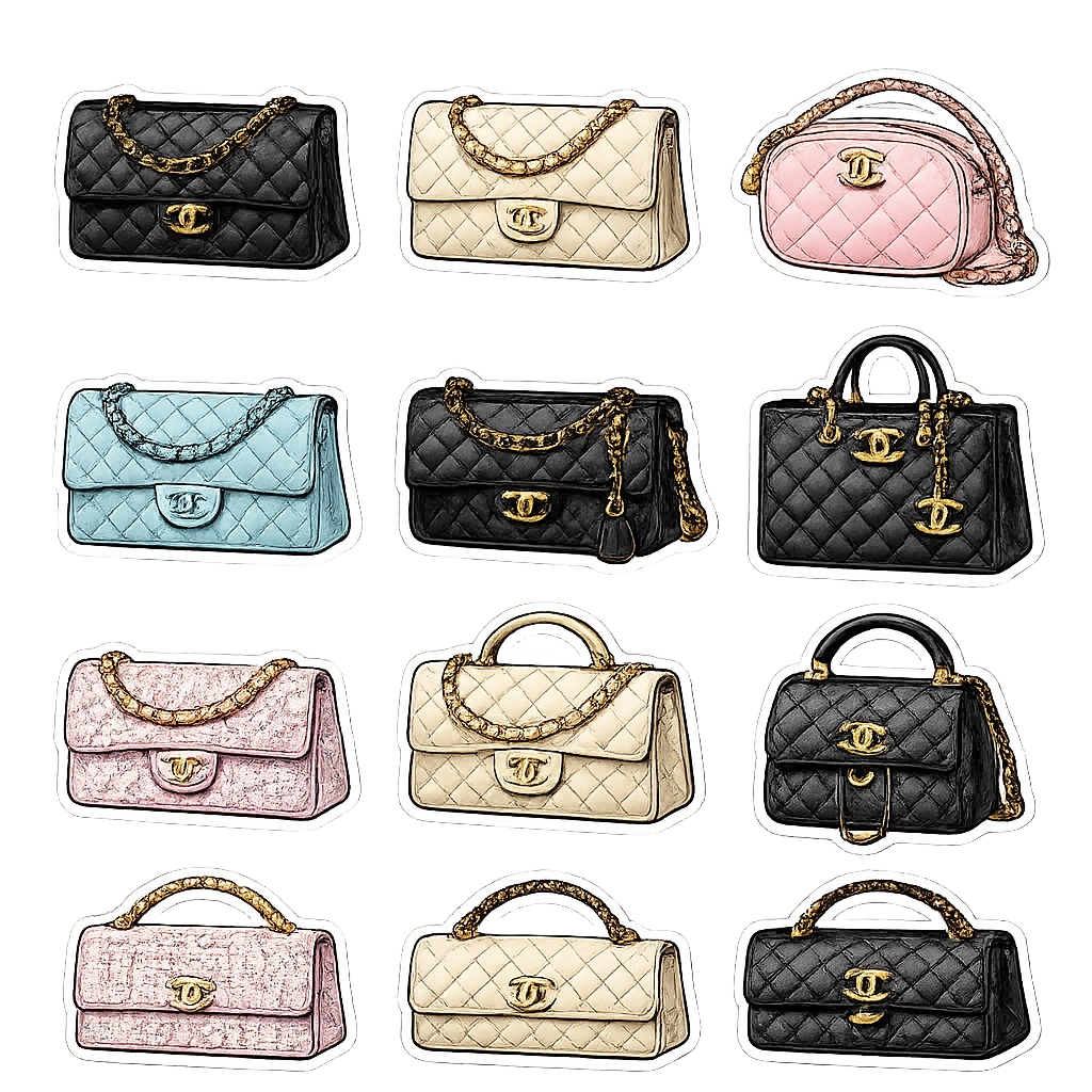 Quilted Fashion Handbag Sticker Pack