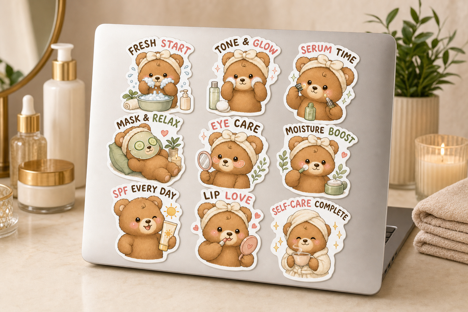 Bear Skincare Sticker Pack