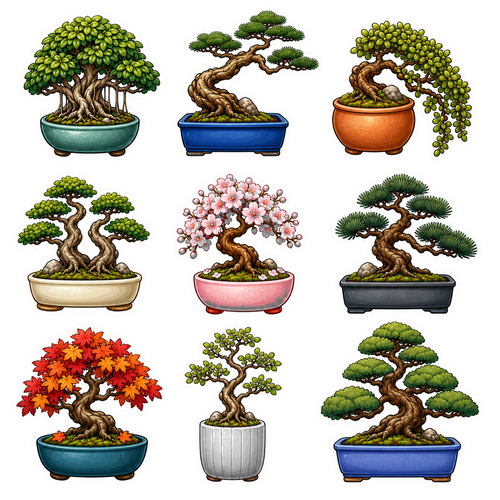 Beautiful Bonsai & Miniature Trees Sticker Pack