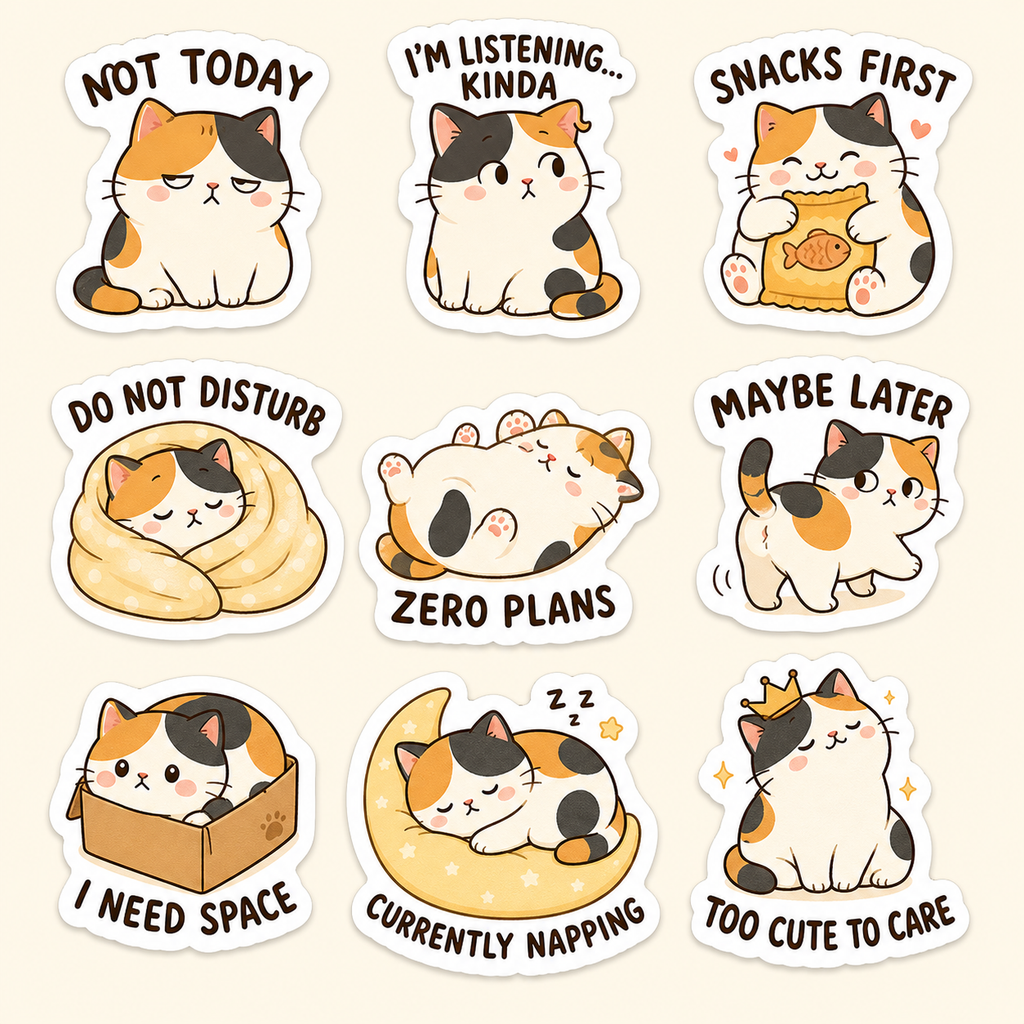 Calico Cat Quotes Sticker Pack