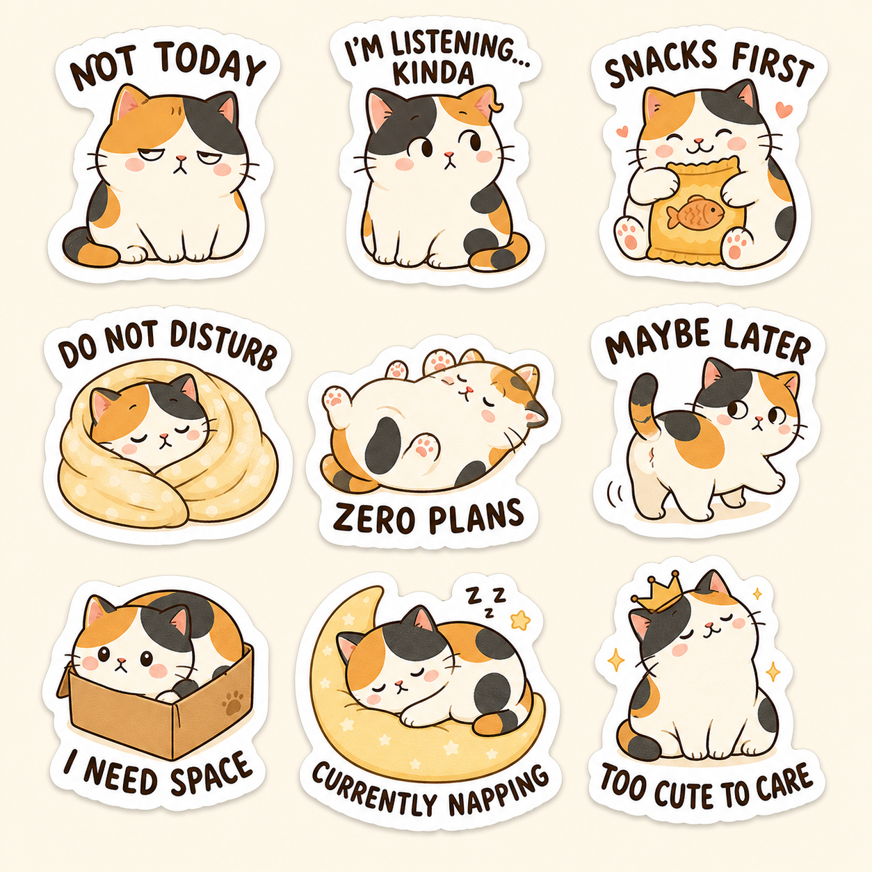 Calico Cat Quotes Sticker Pack