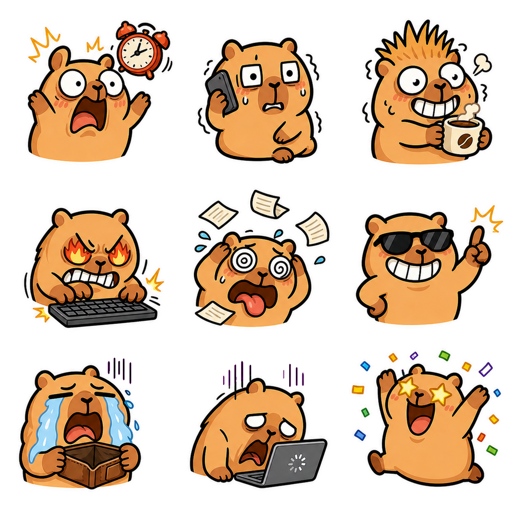 Capybara Mood & Everyday Chaos Sticker Pack