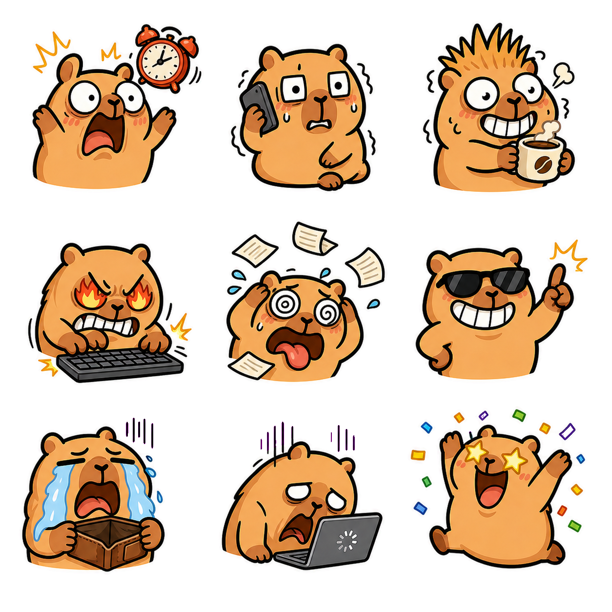 Capybara Mood & Everyday Chaos Sticker Pack