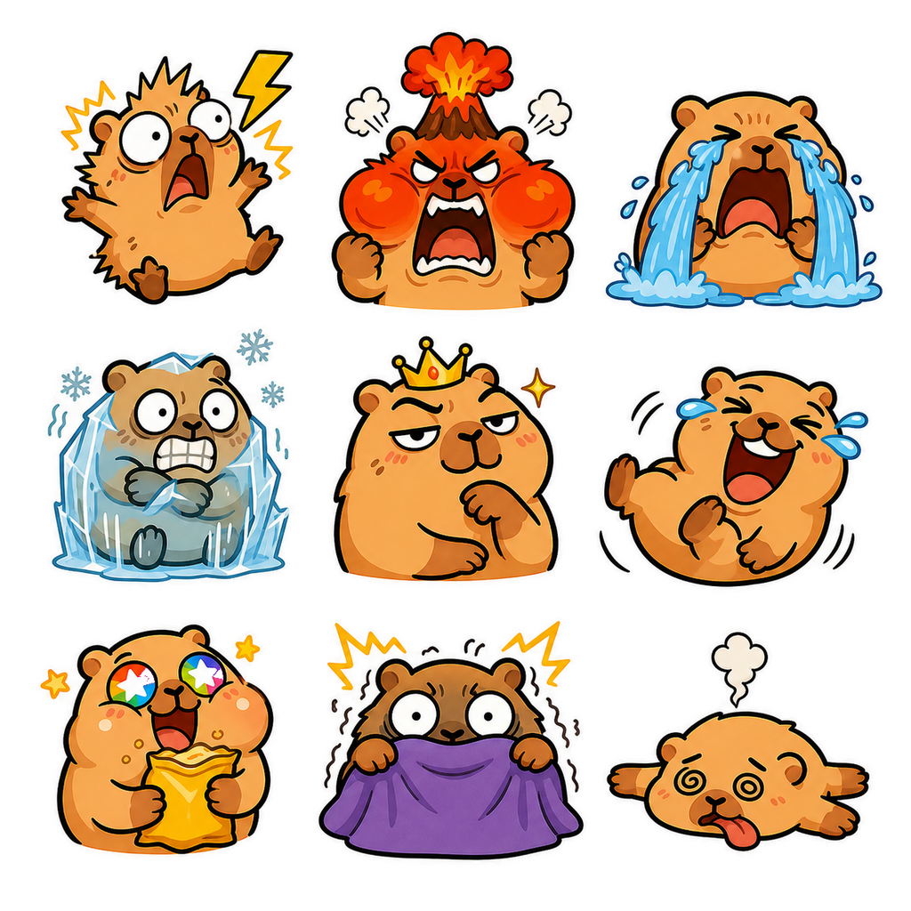 Capybara Mood & Everyday Chaos Sticker Pack