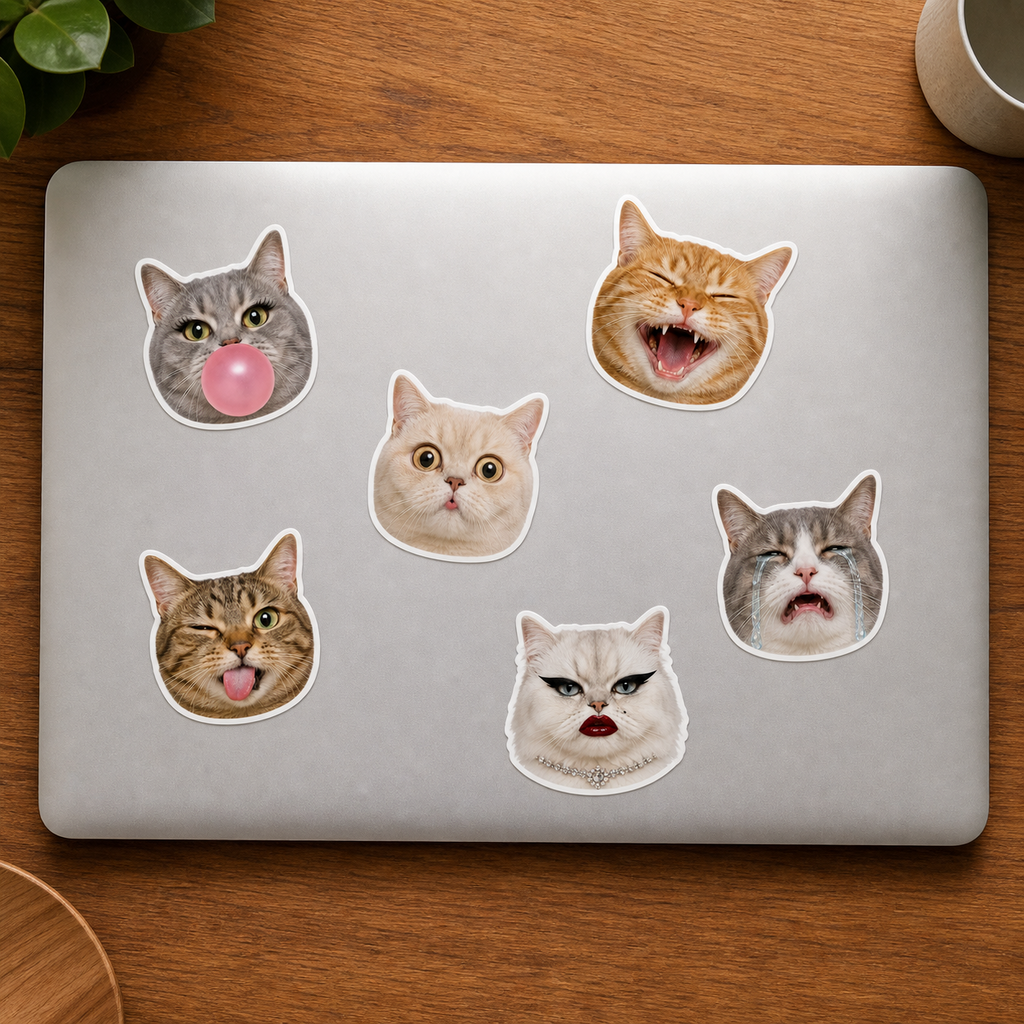 Sassy Cat Faces & Fashion Reactions Sticker Pack