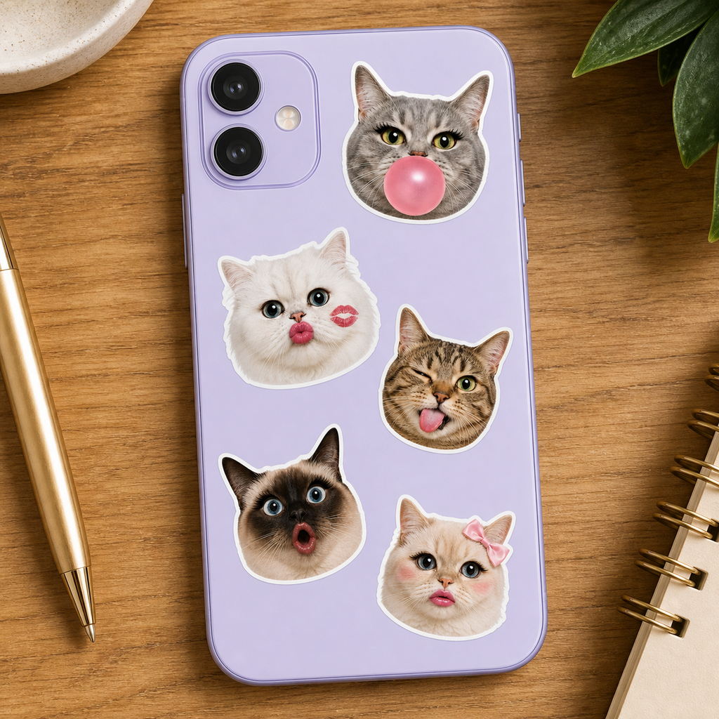 Sassy Cat Faces & Fashion Reactions Sticker Pack