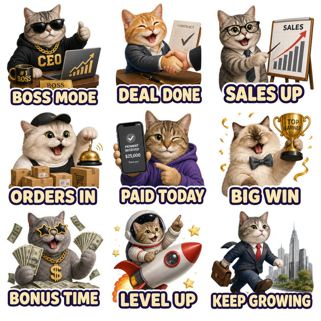 Lucky Cat Wealth & Success Sticker Pack