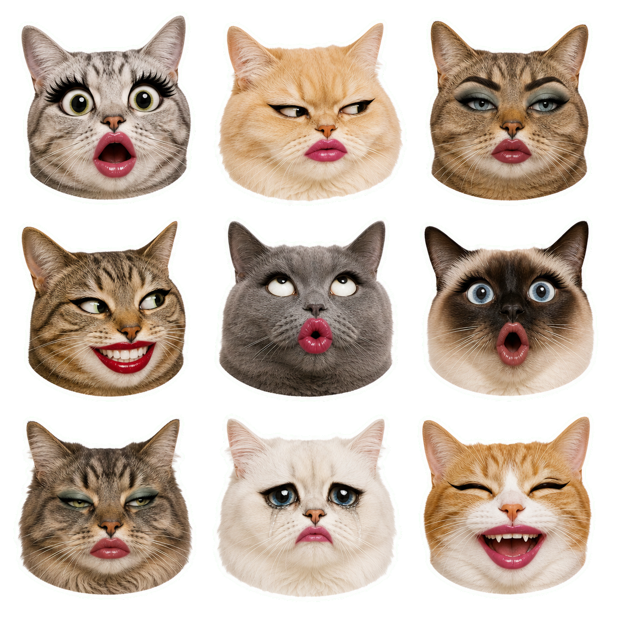 Sassy Cat Faces & Fashion Reactions Sticker Pack