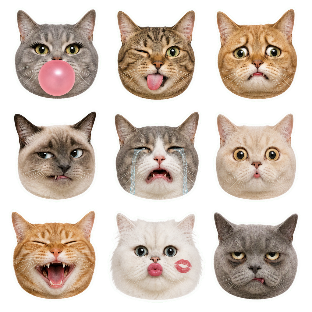 Sassy Cat Faces & Fashion Reactions Sticker Pack