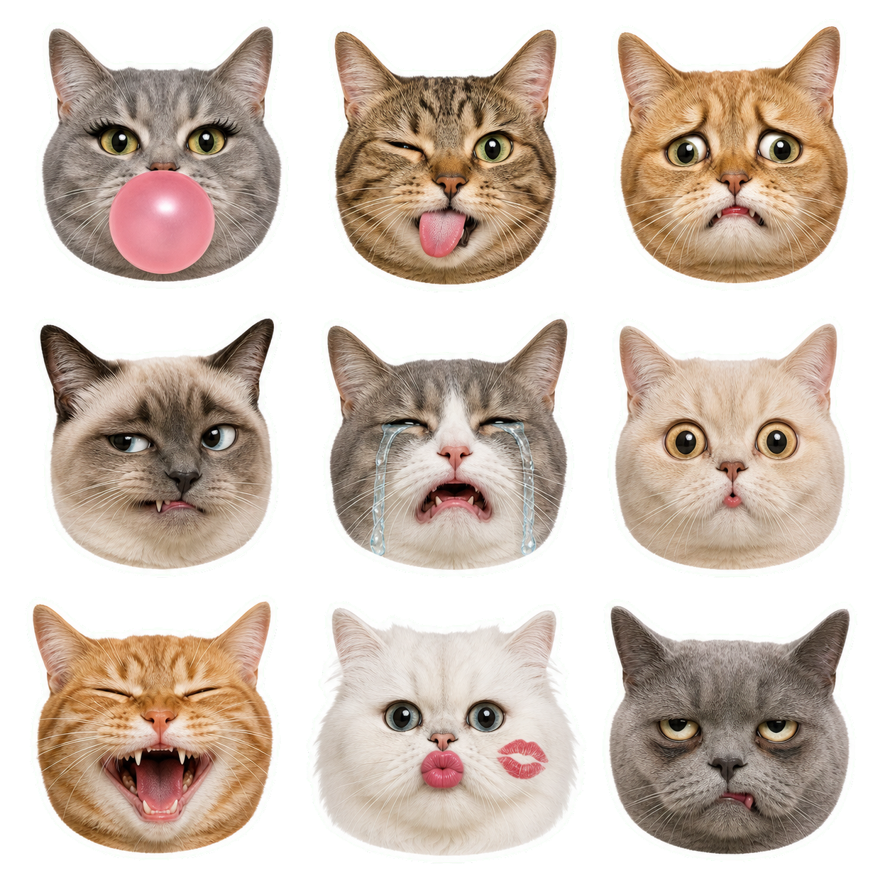 Sassy Cat Faces & Fashion Reactions Sticker Pack