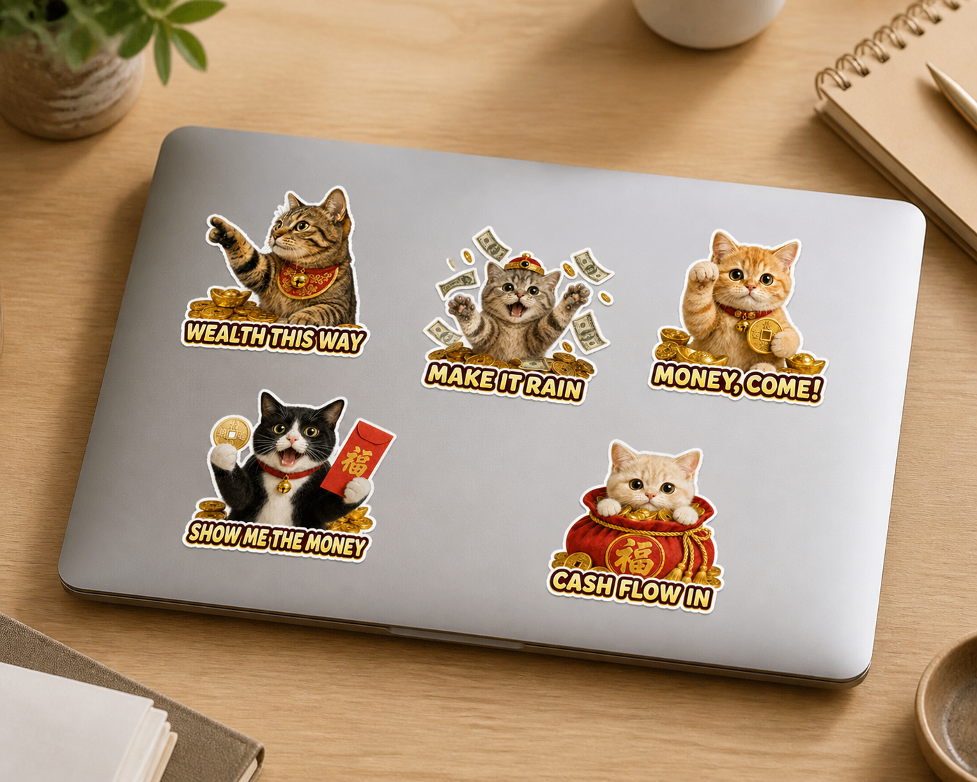 Lucky Cat Wealth & Success sticker pack product image 3