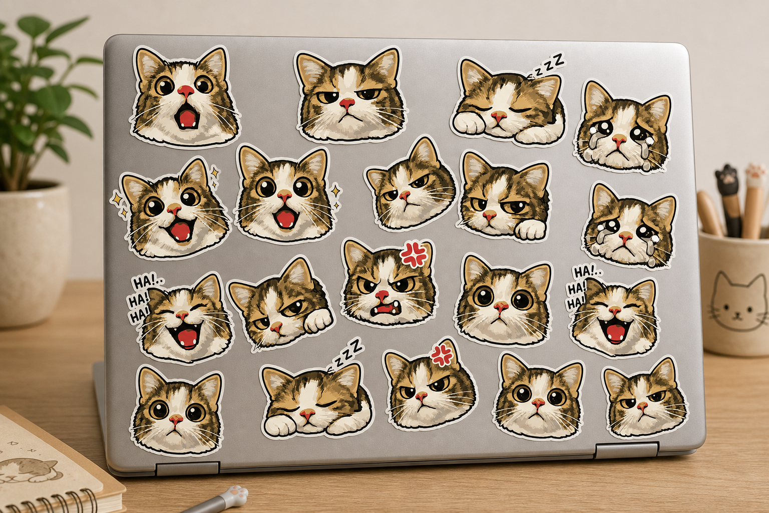 Funny Cat Expressions Sticker Pack