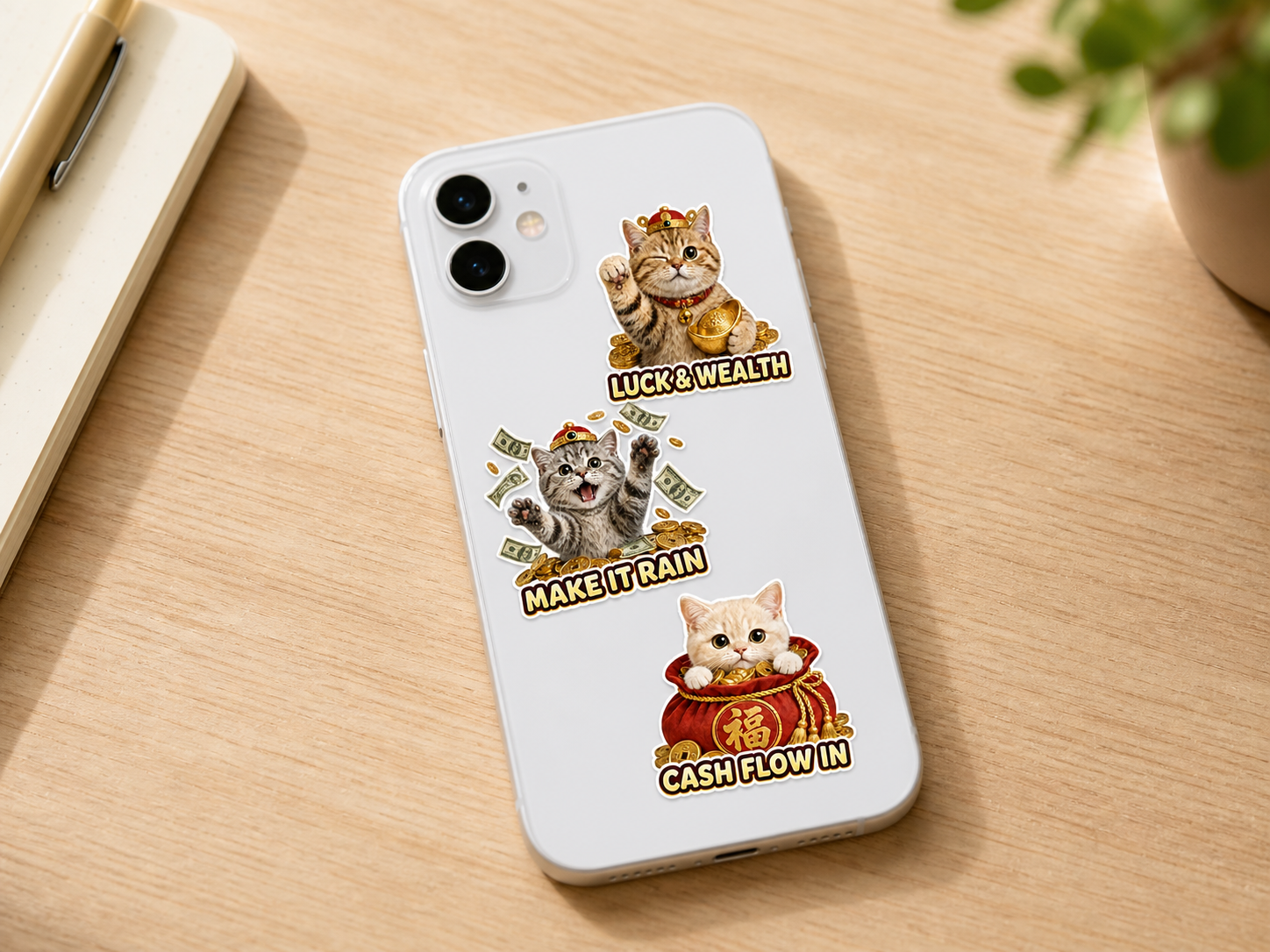 Lucky Cat Wealth & Success sticker pack product image 4