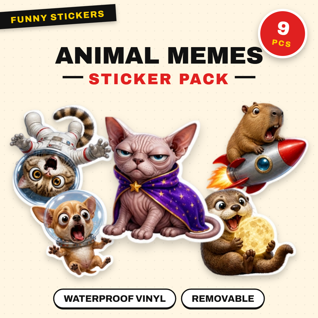 Animal Meme Waterproof Sticker Pack