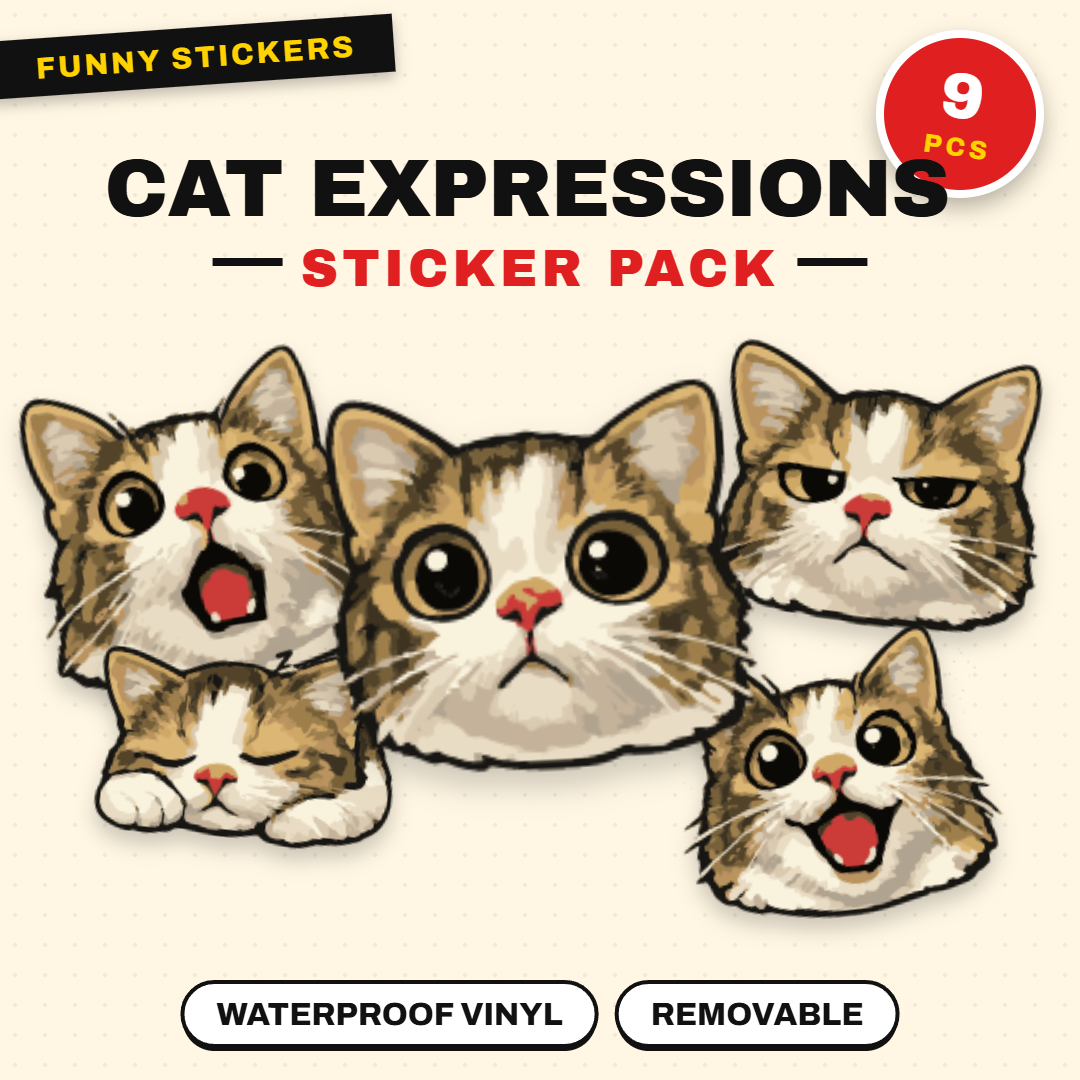 Funny Cat Expressions Sticker Pack