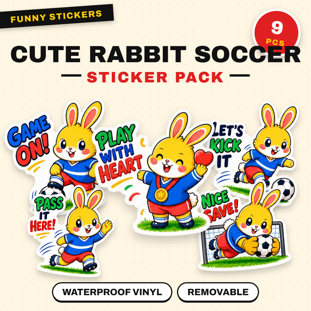Cute Rabbit Soccer Sticker Pack