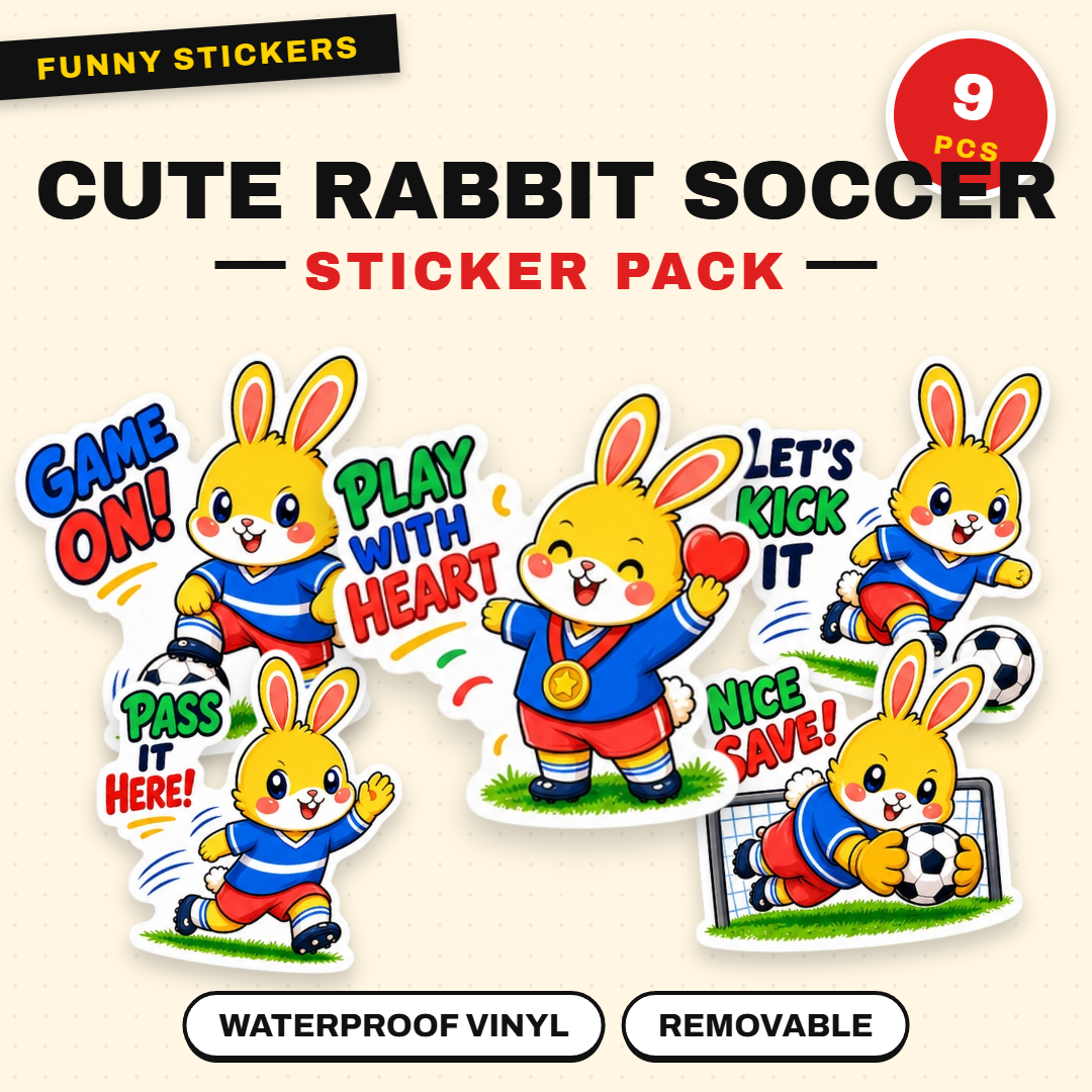 Cute Rabbit Soccer Sticker Pack
