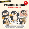 Cute Penguin Skiing Sticker Pack