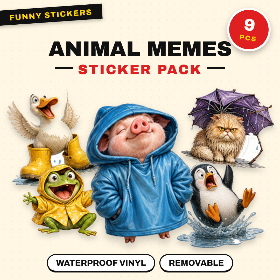 Funny Animal Meme Waterproof Sticker Pack