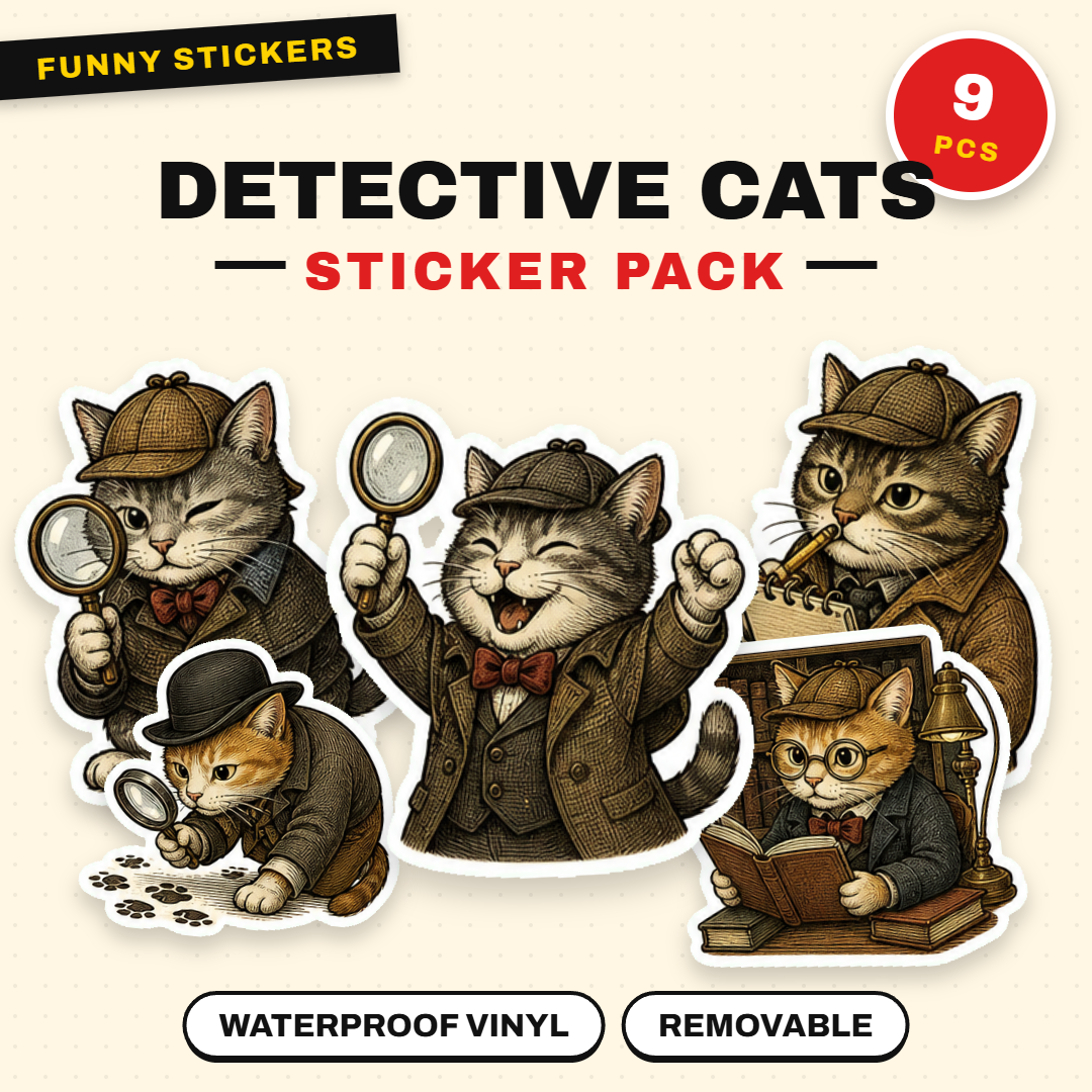 Whisker & Watson Detective Cats Sticker Pack