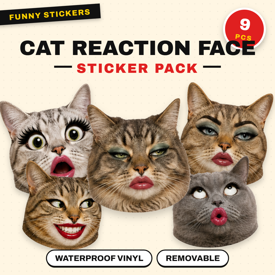 Cat Reaction Face Stickers Pack
