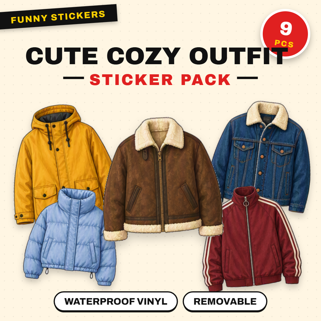 Cute Cozy Outfit Stickers Pack