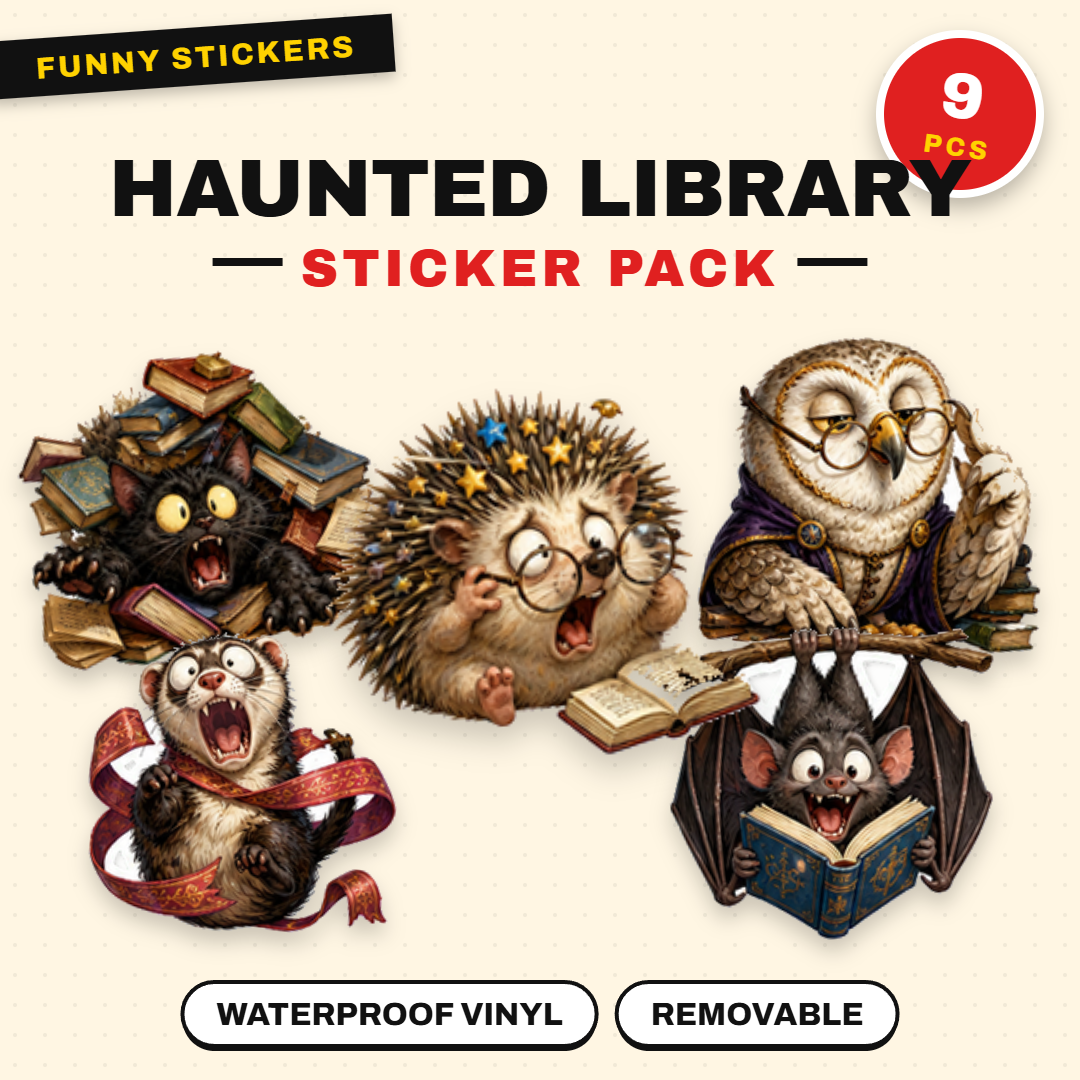 Haunted Library Animals Sticker Pack