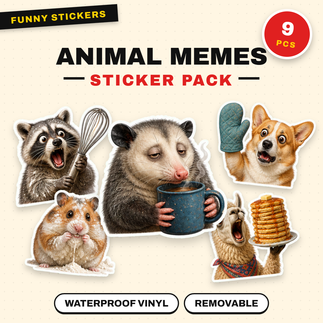 Animal Meme Waterproof Sticker Pack