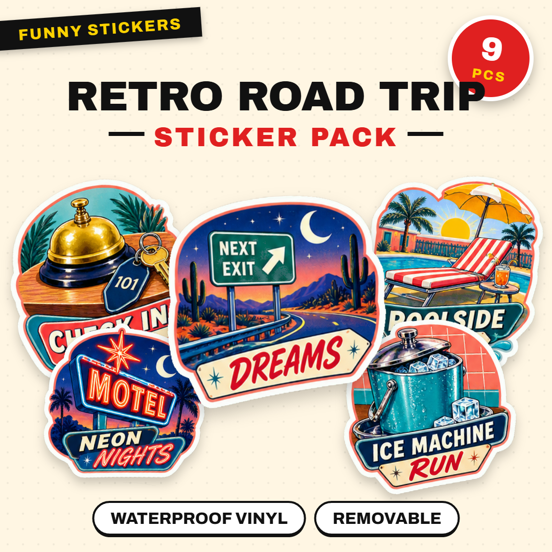 Retro Motel Road Trip Sticker Pack