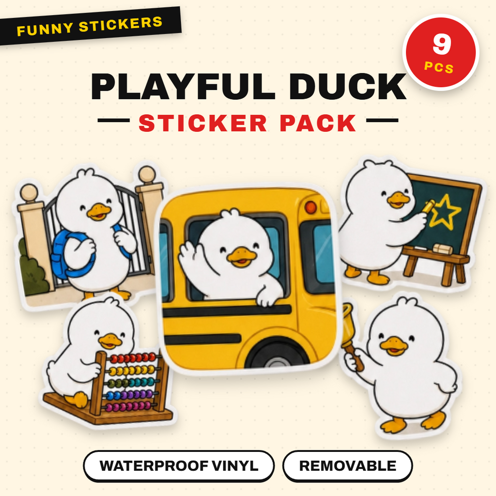 Playful Duck Waterproof Sticker Pack